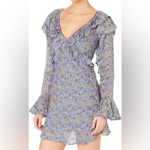 Free People Dresses & Skirts - Free people Sweetest Thing Mini Dress in Midnight Cowboy size 0 long sleeve
